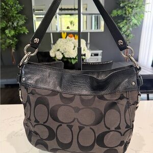 Coach Zoe Signature Canvas Shoulder Bag in Black